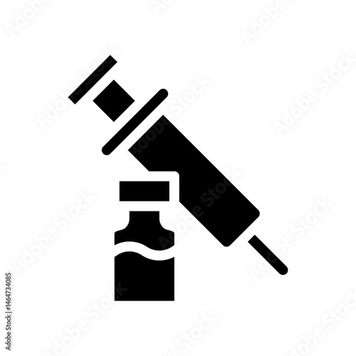 Medical injection preparation, pharmaceutical vial and syringe illustration