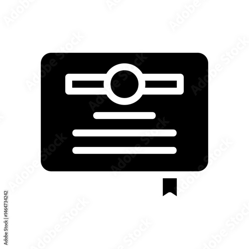 Simple monochrome illustration of a classic closed book with a bookmark attached