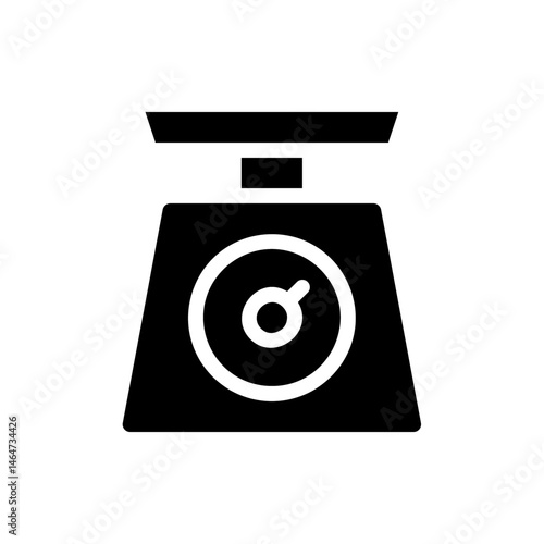 Minimalist scale icon, symbol of equilibrium and precision, isolated design