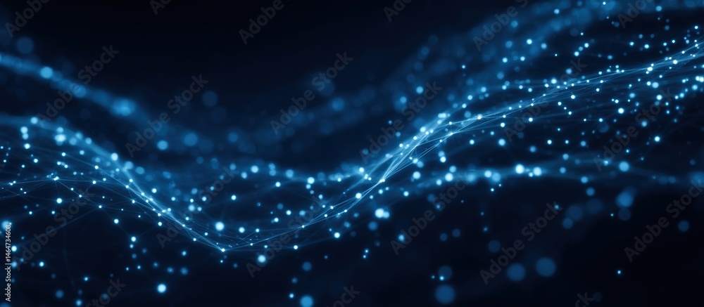 Abstract Blue Digital Network Background with Glowing Particles and Waves for Technology and Data Visualizations Abstract Blue Digital Network Background with Glowing Particles and Waves for Technology and Data Visualizations