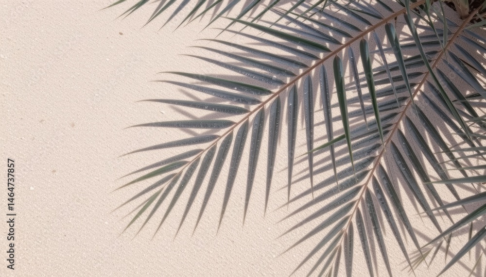 Fototapeta premium Palm leaf resting on a textured surface background.