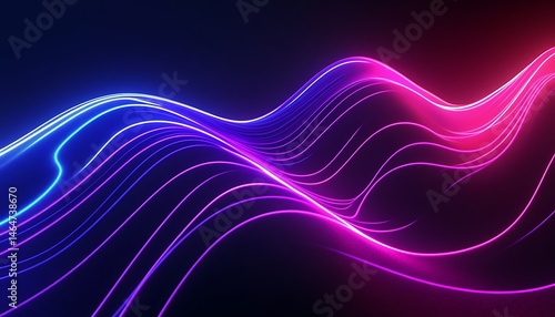 abstract background with glowing wavy lines in blue and pink colors