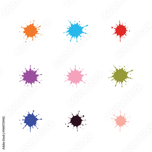 set of colorful watercolor splash stains isolated on white. colorful ink splashes. Rough smears and stains. High quality manually traced. Drops blots isolated. Vector isolated elements set.