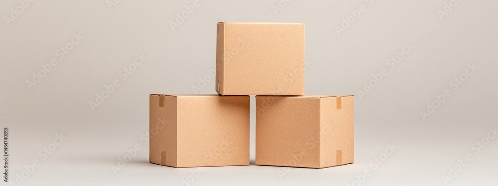 Three stacked cardboard boxes on white background Three stacked cardboard boxes on white background