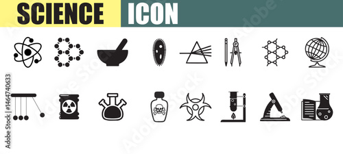 Set of vector line icons related to science lab equipment, chemistry and medicine. Symbols for website or app ui, logo design