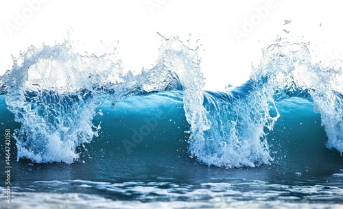 Fototapeta Naklejka Na Ścianę i Meble -  Powerful ocean waves crashing, with foamy white crests against a deep turquoise blue sea