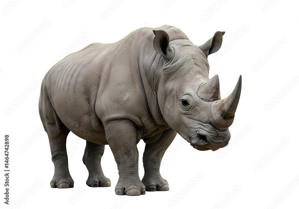 Powerful White Rhinoceros Wildlife Photo isolated on white background Powerful White Rhinoceros Wildlife Photo isolated on white background