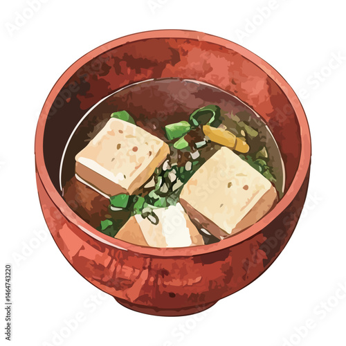 お味噌汁の水彩風イラスト　生成AI