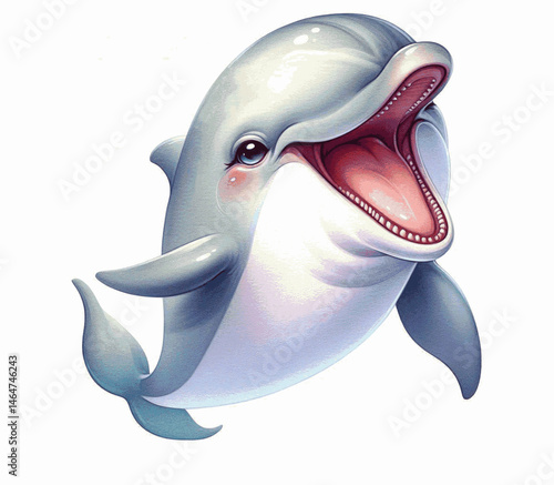 Merry Marine dolphin laughing happily isolated watercolor vector illustration svg