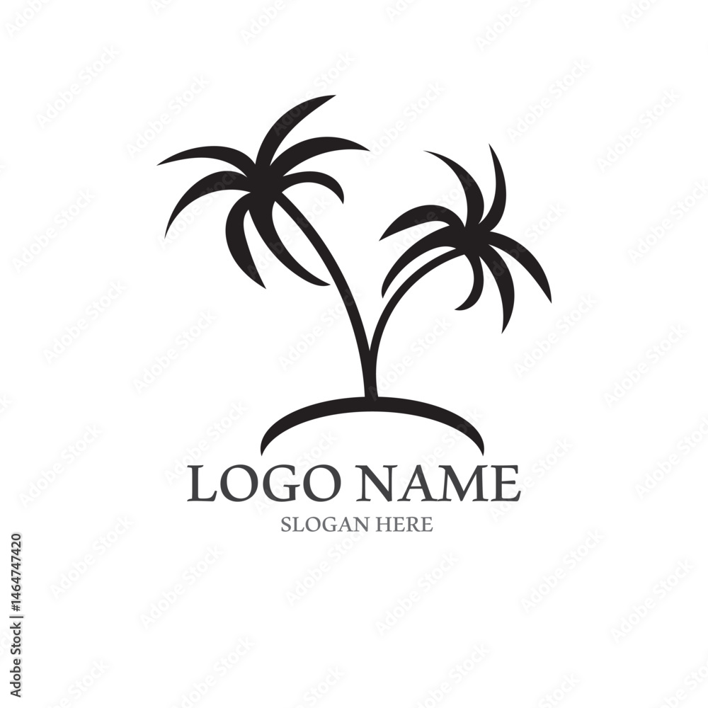 Obraz premium Palm tree summer logo template