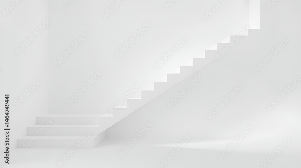 White stairs 3d rendering. Staircase minimal background. Abstract ladder product display and object placement. White stairs 3d rendering. Staircase minimal background. Abstract ladder product display and object placement.