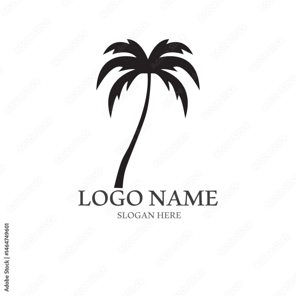 Obraz premium Palm tree summer logo template