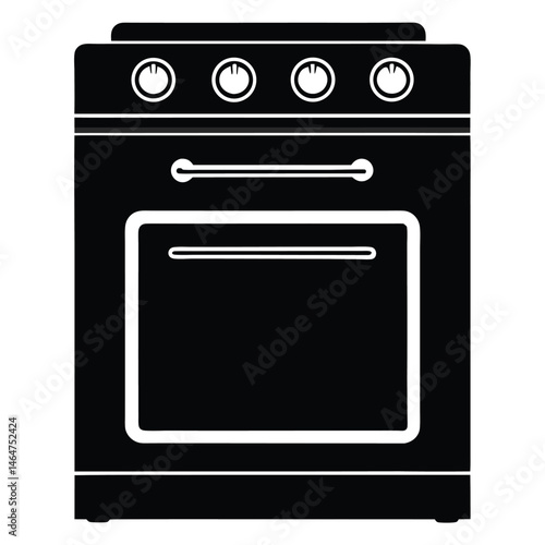 The stove icon in black and white provides a simple, clean oven image