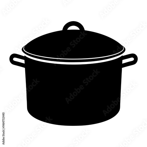 black silhouette stockpot kitchen item vector art illustration