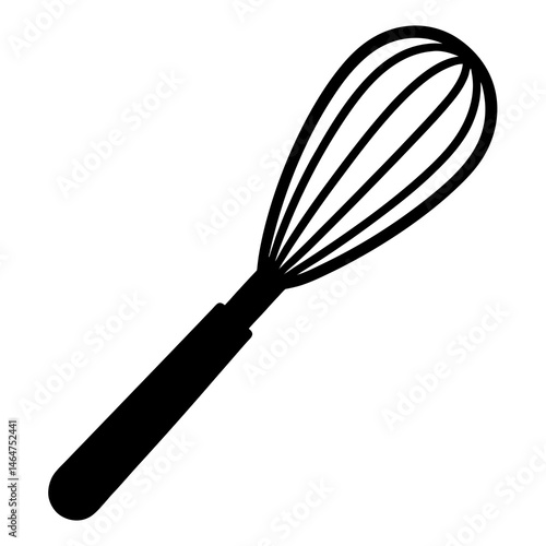 black silhouette whisk kitchen item vector art illustration