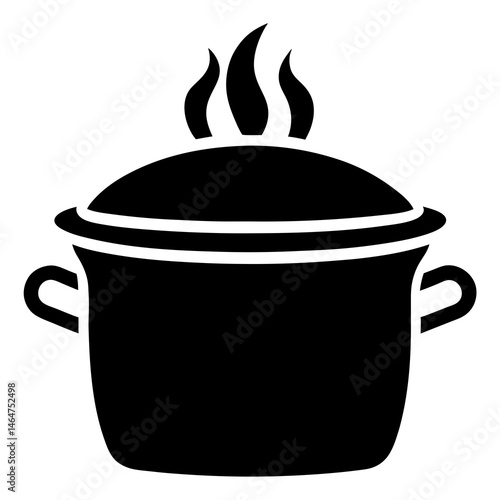 black silhouette hot pot vector art illustration