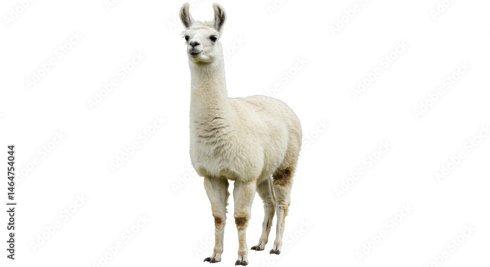 Obraz premium Isolated White Llama Standing