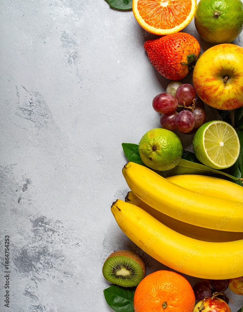 assorted fruit with copyspace for text