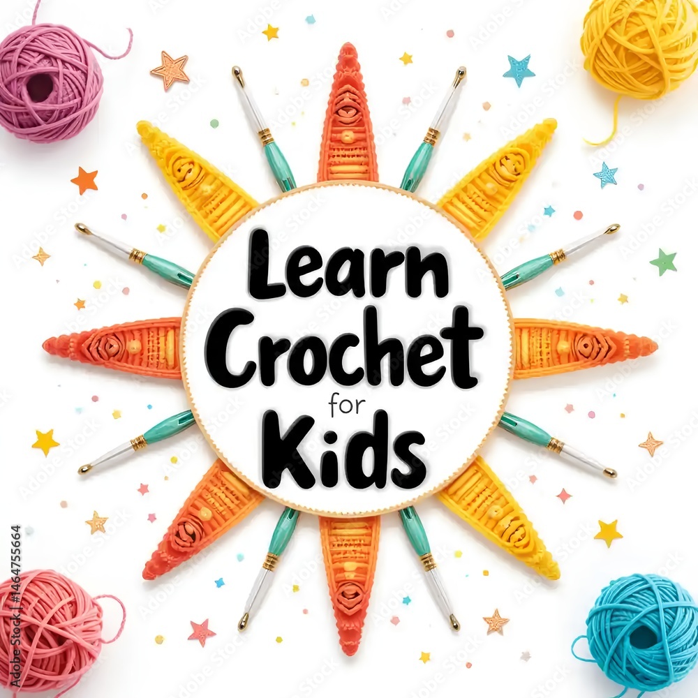 Learn Crochet for Kids with Colorful Yarn and Hooks