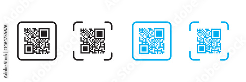 Barcode or qr code. Rectangle sticker with code for scanning., qr code icon set for illustration