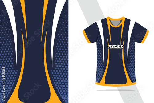 Sport jersey design template mockup curve and diamond line for racing, running, esports, in navy color combinations EPS 10