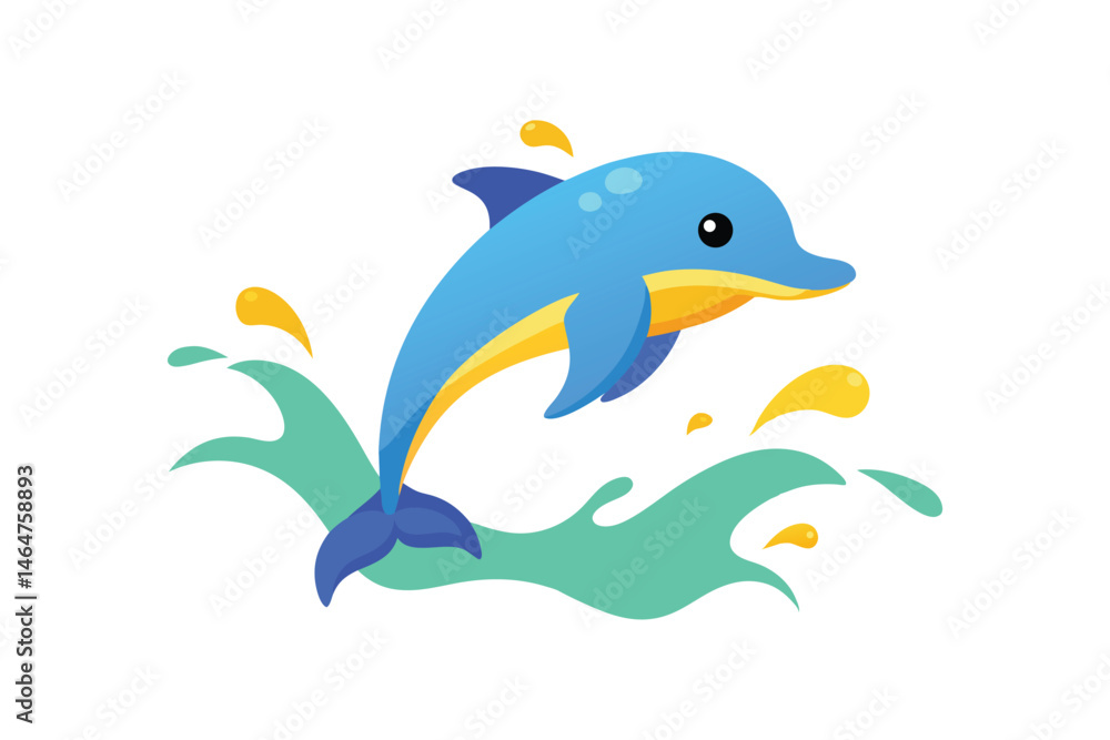 Cute Cartoon Dolphin Leaping Ocean Cute Cartoon Dolphin Leaping Ocean