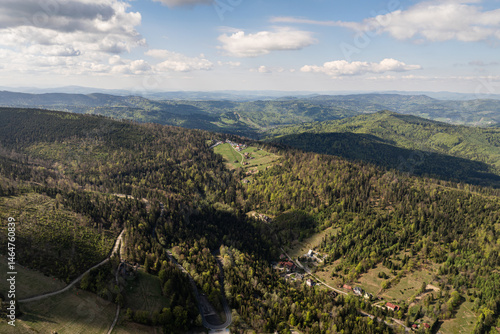 Obraz na płótnie mountain landscape szczyrk - beautiful aerial panorama - silesia w salonie