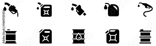 Car fuel vector icon set. Fuel icon set. Fuel canister icon. Gas station icons. Vector Illustration. EPS 10