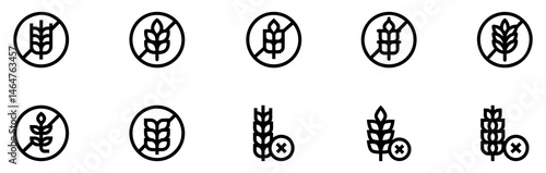 Gluten free icon set. Gluten free sign. No wheat symbols templates design for gluten free food package or dietetic product nutrition sign. Vector Illustration. Vector Graphic. EPS 10