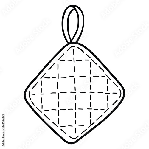 Hand drawn doodle pot holder on a white background.