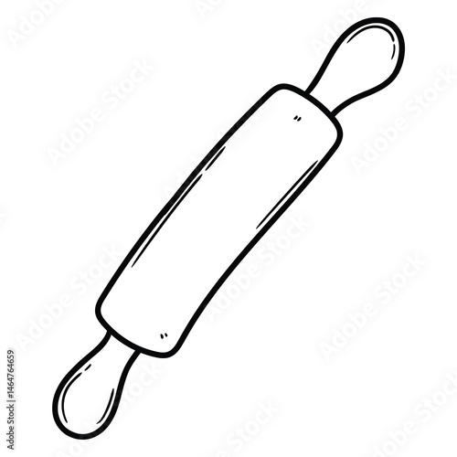 Hand drawn doodle rolling pin on a white background.