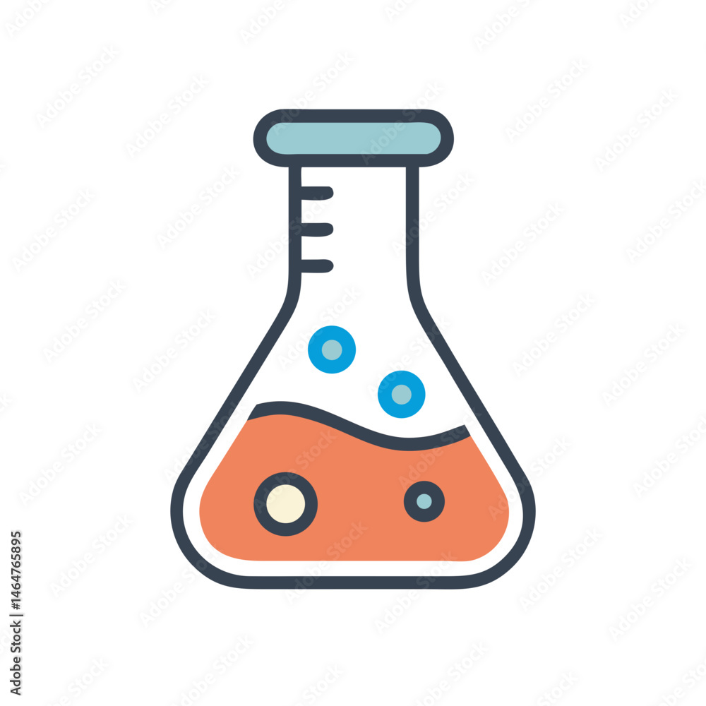 Chemistry flask with liquid and bubbles icon Chemistry flask with liquid and bubbles icon