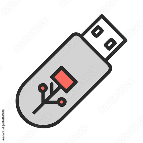 USB flash drive icon with red circuit design