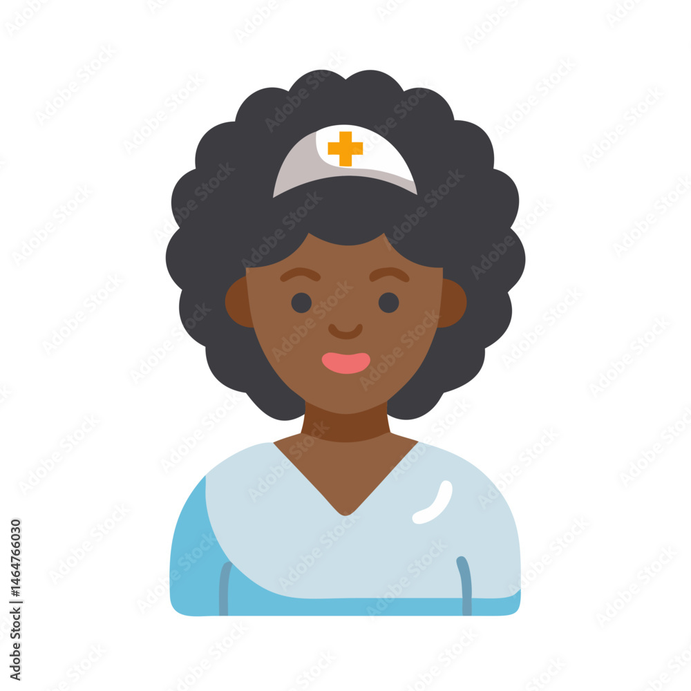 Female nurse character icon in flat style Female nurse character icon in flat style