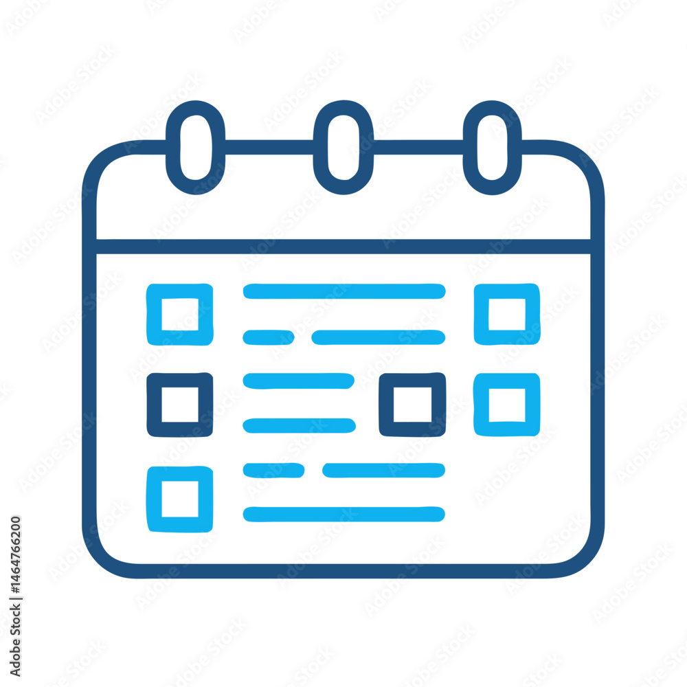 Calendar icon in blue with planner grid Calendar icon in blue with planner grid