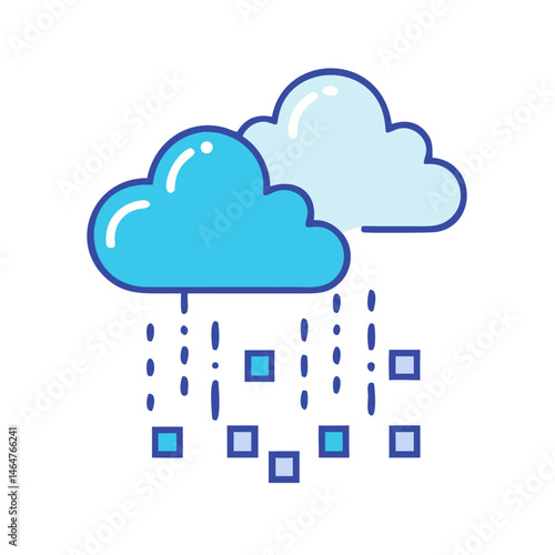 Heavy rain cloud icon in bright blue