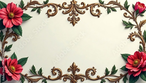 Intricate floral damask, elegant scrolls and leaves , seamless, vintage, damask pattern