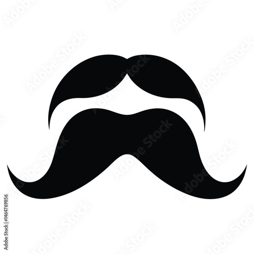 Two elegant black mustaches stand together, displaying unique vintage and retro charm on a white background