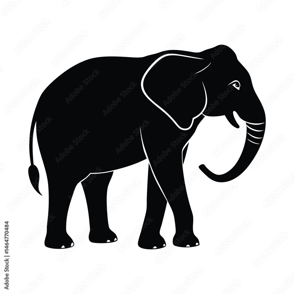 Fototapeta premium Standing Elephant Vector Silhouette