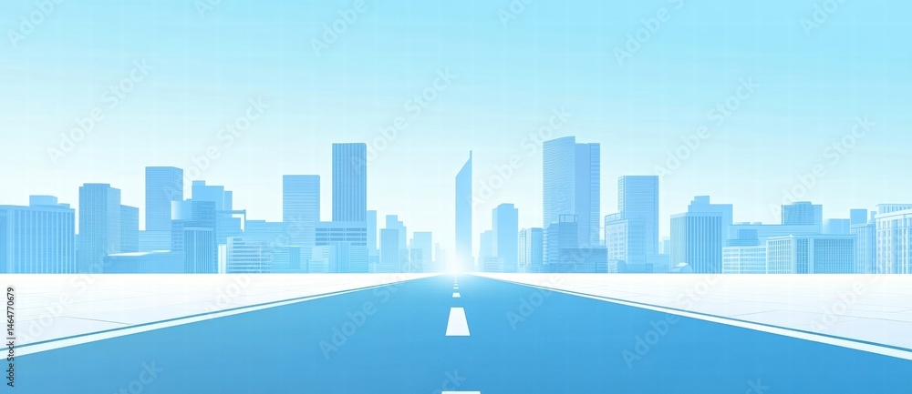 Fototapeta premium City skyline and road perspective
