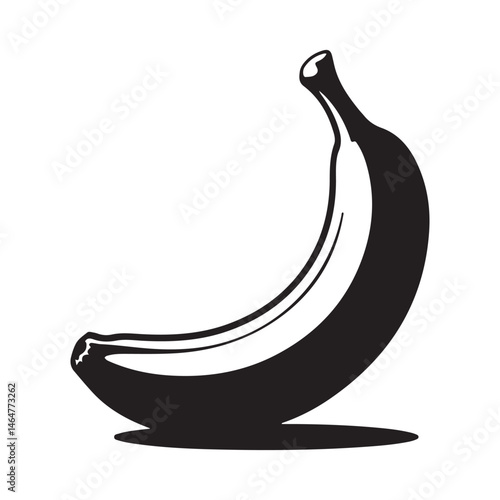 banana illustration on a Vector Black silhouette. with white background