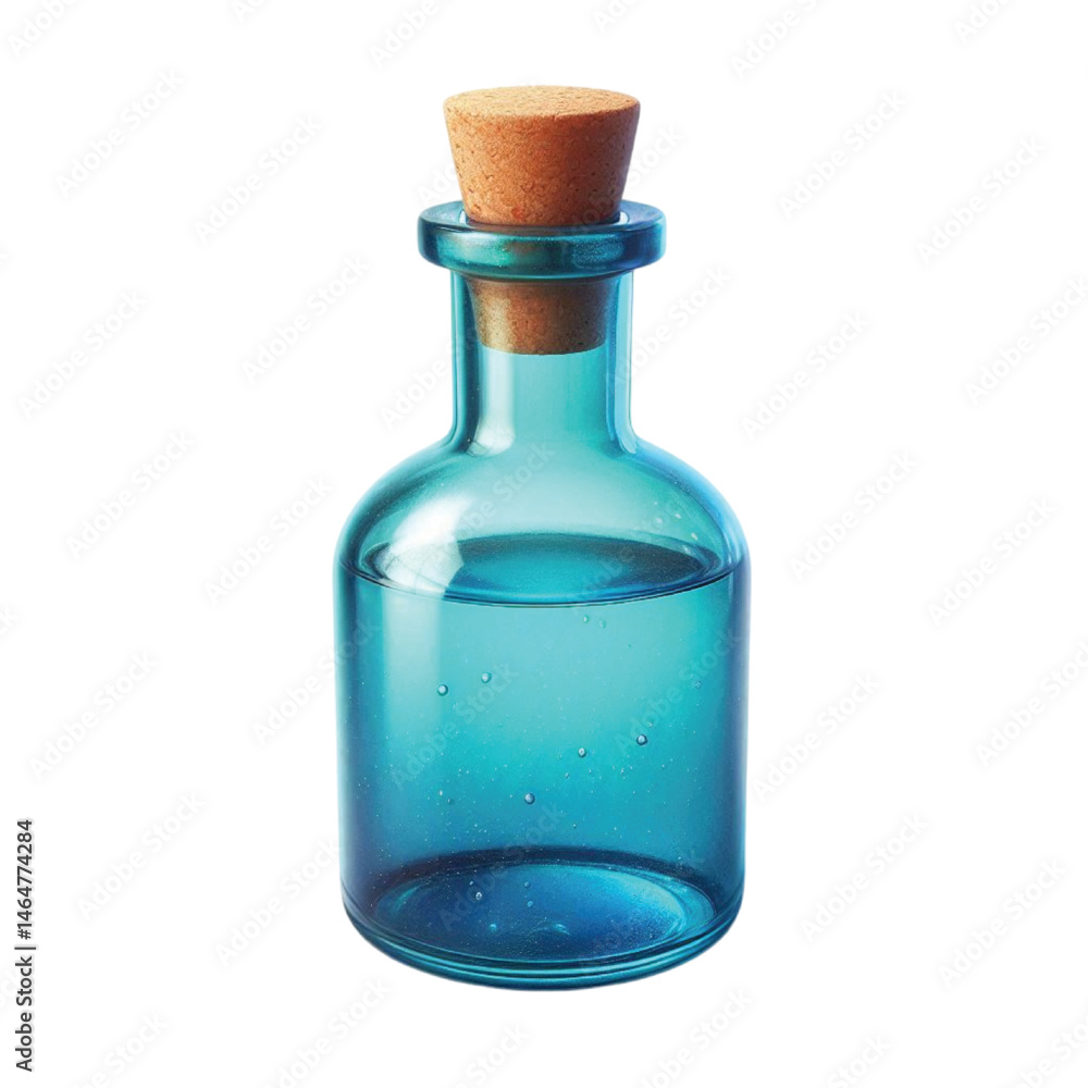 Blue Glass Potion Bottle With Cork Blue Glass Potion Bottle With Cork
