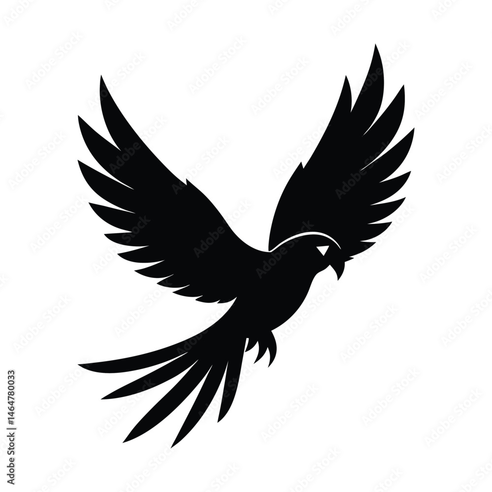 Obraz premium Flying Parrot Dynamic Vector Silhouette