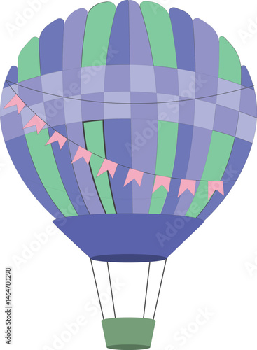 Hot air balloon. Vector flat illustration isolated on white background.