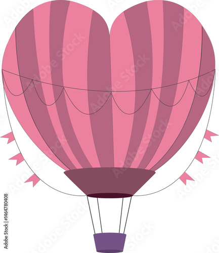Hot air balloon. Vector flat illustration isolated on white background.