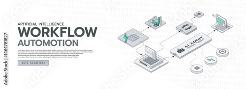 Isometric AI Workflow Automotion vector