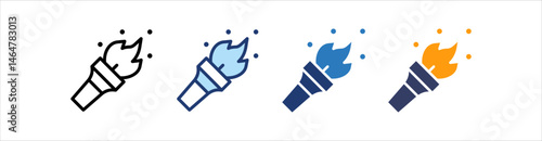 Olympic Flame Icon Set Multiple Style Collection