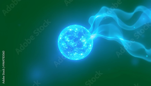 Ethereal Blue Energy Sphere Emitting Luminous Trails Isolated on Green Screen Background Perfect for Visual Effects and Motion Graphics Projects in Digital Art