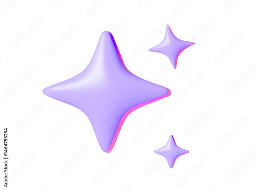 Obraz premium ✨ Holographic Star Sparkle 3D Vector on White Background
