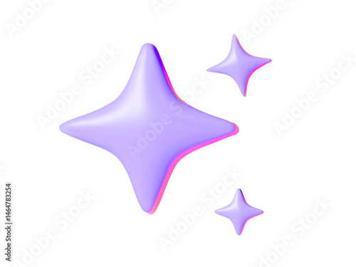 ✨ Holographic Star Sparkle 3D Vector on White Background